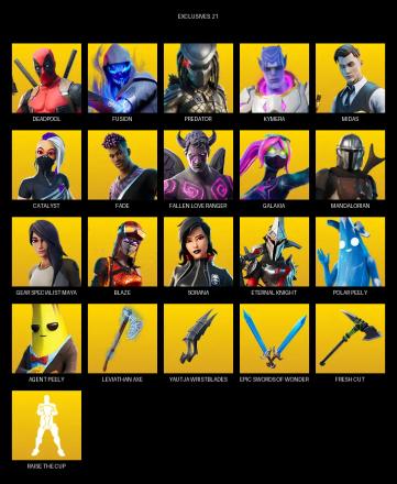 [PC/PSN/XBOX] | 90 skins | Leviathan Axe | Deadpool | Fusion | Predator | Kymera | Midas | Catalyst | Fade | Fallen Love Ranger | Galaxia | #BRI7299 — image 1