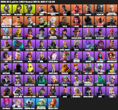 [PC/PSN/XBOX] | 85 skins | Take The L | The Reaper | Elite Agent | Lara Croft | Rogue Agent | Drift | Gear Specialist Maya | Fade | Valeria | #WGK3432 — image 2
