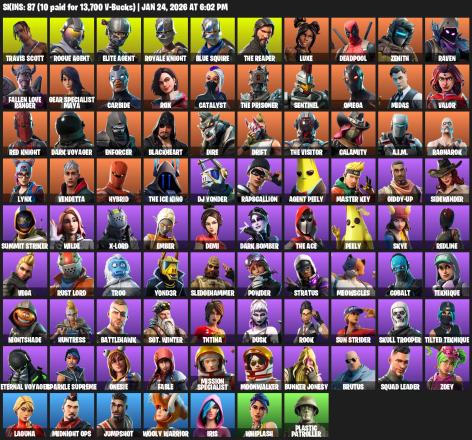 [PC/PSN] | 87 skins | 1450 V-bucks | Take The L | Travis Scott | Royale Knight | The Reaper | Elite Agent | Blue Squire | Omega | #ENI5009 — image 2