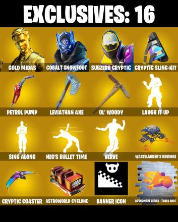 (PC/PSN/XBOX) 257 SKINS π« Gold Midas β‘οΈ Cobalt Snowfoot π Subzero Cryptic β‘οΈ The Imagined π Joey β‘οΈ Kymera π Vi β‘οΈ Alli π Snap | 250 V-Buck | PARENTAL CONTROLS β image 1