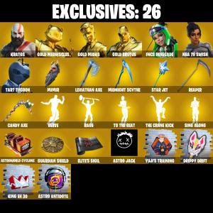 (PC/PSN/XBOX) 240 SKINS 💫 Kratos ⚡️ Gold Meowscles 💍 Gold Midas ⚡️ Gold Brutus 💍 FNCS Renegade ⚡️ NBA 75 Swish 💍 Tart Tycoon | 700 V-Buck | PARENTAL CONTROLS — Fortnite account listing