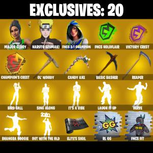 (PC/PSN/XBOX) 257 SKINS π« Renegade Raider β‘οΈ Aerial Assault Trooper π Major Glory β‘οΈ Naruto Uzumaki π FNCS 3:1 Champion | 1500 V-Buck | PARENTAL CONTROLS β Fortnite account listing