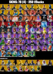 (PC/PSN/XBOX) 250 VB) 78 SKINS 💚 Black Knight 💚 Sparkle Specialist 💚 The Reaper 💚 Blue Squire 💚 Royale Knight 💚 Elite Agent 💚 Gold Midas 💚 — Fortnite account listing