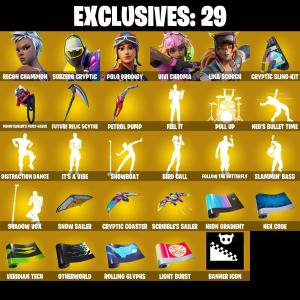 ๐ฅ EXCLUSIVE OFFER ๐ฅ(PC/PSN/XBOX) 251 SKINS ๐ซ Renegade Raider โก๏ธ Aerial Assault Trooper ๐ Recon Champion โก๏ธ Subzero Cryptic ๐ Polo Prodigy โก๏ธ Vivi Chroma ๐ Lina Scorch | 300 V-Buck | PARENTAL CONTROLS โ Fortnite account listing