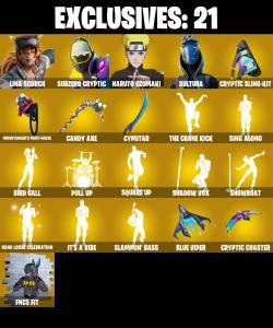 (PC/PSN/XBOX) 257 SKINS 💫 Lina Scorch ⚡️ Subzero Cryptic 💍 Naruto Uzumaki ⚡️ Sultura 💍 Mizuki ⚡️ Paradigm (Reality-659) 💍 Fade | 200 V-Buck | PARENTAL CONTROLS — Fortnite account listing