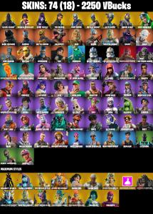 (PC/PSN/XBOX) 2250 VB) 74 SKINS / BLACK KNIGHT / SPARKLE SPECIALIST / DARK SKULLY / THE REAPER / BLUE SQUIRE / ROYALE KNIGHT / ELITE AGENT / — Fortnite account listing