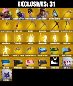 (PC/PSN/XBOX) 265 SKINS ๐ซ Renegade Raider โก๏ธ Aerial Assault Trooper ๐ Vivi Chroma โก๏ธ Subzero Cryptic ๐ Unchained Ramirez | 100 V-Buck | PARENTAL CONTROLS โ Fortnite account listing