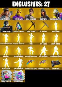 (PC/XBOX) 303 SKINS ๐ฅ Aerial Assault Trooper ๐ฅ Lina Scorch ๐ฅ Victor Elite ๐ฅ Aura Analyzer ๐ฅ Hangtime ๐ฅ Subzero Cryptic ๐ฅ 200 VB | PARENTAL CONTROLS โ Fortnite account listing
