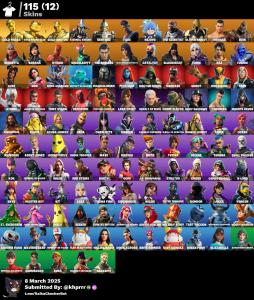 **[PC/PSN/XBOX]  115 skins ; F/A : Skull Trooper | Merry Mint Axe | Ghoul Trooper | Gold Midas | Gold Meowscles | Gold Brutus | Luxe | Blackheart | Vendetta | The Scientist | Torin | Fusion | Lara Croft