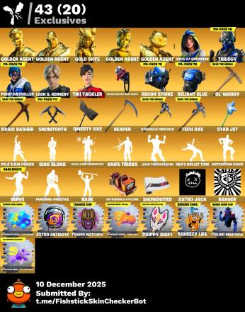 [PC | PSN | XBOX] 322 skins | Gold Brutus | Gold Skye | Gold TNTina | Gold Midas | Gold Meowscles | FNCS 3:1 Champion | Tiki Tackler | Point Patroller | Trilogy | 300 VB — image 3