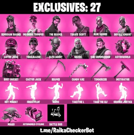 [PSN/PC/XBOX] 🍀 97 skins | (Pink) OG Ghoul Troope ☘️ OG Renegade Raider 🍀 Floss ☘️ The Reaper 🍃 Travis Scott 🍀 Blue Squire 🎩 Royale Knight 🌈 Astro Jack 🍀 Trailblazer | 800 VB — image 1
