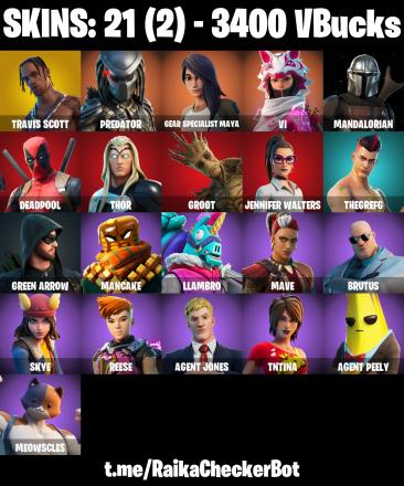 ๐โจ RARE ACCOUNT โจ๐ 21 SKINS ๐ TRAVIS SCOTT ๐ PREDATOR ๐ GEAR SPECIALIST MAYA ๐ VI ๐ MANDALORIAN ๐ DEADPOOL ๐ THOR ๐ GROOT ๐ JENNIFER WALTERS ๐ THEGREFG ๐ 3400 VB ๐ PSN/PC/PSN โ image 1