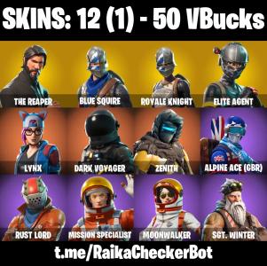 🎁✨ RARE ACCOUNT ✨🎁 12 SKINS 🌟 THE REAPER 🌟 FLOSS 🌟 TAKE THE L 🌟 ROYALE KNIGHT 🌟 ELITE AGENT 🌟 LYNX 🌟 DARK VOYAGER 🌟 ZENITH 🌟 ALPINE ACE (GBR) 🌟 RUST LORD 🌟 50 VB 🌟 [XBOX/PC/PSN] — Fortnite account listing