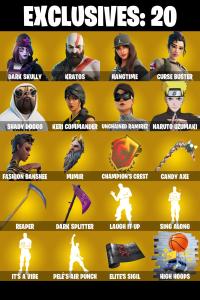 (PC/PSN/XBOX) 258 SKINS 💫 Dark Skully ⚡️ Kratos 💍 Hangtime ⚡️ Curse Buster 💍 Shady Doggo ⚡️ Keri Commander 💍 Unchained Ramirez | 400 V-Buck | PARENTAL CONTROLS — Fortnite account listing
