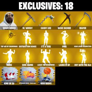 (PC/PSN/XBOX) 277 SKINS ๐ซ Renegade Raider โก๏ธ Shady Doggo ๐ Ravage โก๏ธ The Imagined ๐ Joey โก๏ธ Galaxy Scout ๐ Kymera โก๏ธ Mizuki ๐ Twyn | 450 V-Buck | PARENTAL CONTROLS โ Fortnite account listing