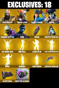 (PC/XBOX) 365 SKINS 🔥 Gold Kratos 🔥 Major Lazer 🔥 Cloud Striker 🔥 Dante 🔥 Subzero Cryptic 🔥 Fixer 🔥 Spectra Knight 🔥 Valeria 🔥 200 VB | PARENTAL CONTROLS — Fortnite account listing