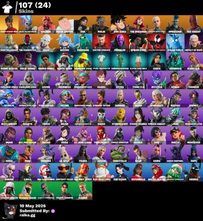 [PC] 107 skins | Heron Stance Hero | Renzo the Destroyer | The Origin | Valeria | Peter Griffin | Ronin | Era | Malik | Son Goku | The Imagined | 100 VB — image 1