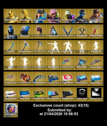 #SM4840[PC/PSN/XBOX] 232 SKINS | GOLD BRUTUS | GOLD MIDAS | CLOUD STRIKER | VIVI CHROMA | SUBZERO CRYPTIC | FIXER | LINA SCORCH | SULTURA | KADO THORNE | SNAP | MIZUKI | 2000 VB — image 5
