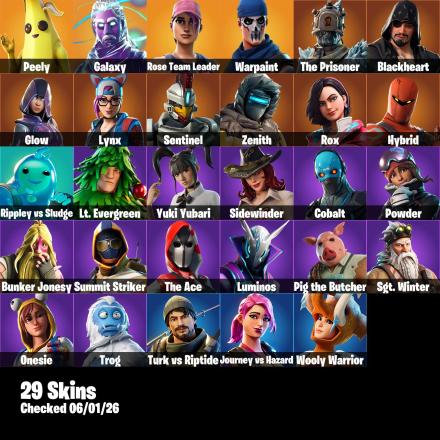 #HF37 [PC/PSN/XBOX] 29 Skins, OG STW, Galaxy, Peely, Warpaint, Pursuit, Skirmish, Lil' Kev, Galactic Disc, Stellar Axe, 150 VB — image 1
