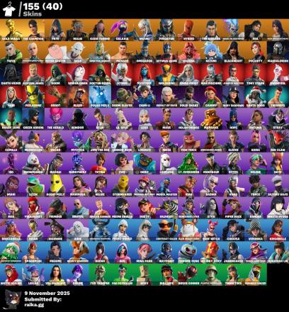 [PC/XBOX] 155 skins | Chun-Li | Cammy | Satoru Gojo | Gold Midas | The Champion | Fate | Malik | Kado Thorne | Galaxia | Mizuki | Predator | Hybrid | 150 VB — image 1