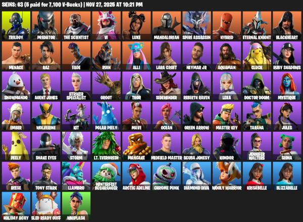 [PC/PSN/XBOX] | 63 skins | Leviathan Axe | Lara Croft | Trilogy | Predator | The Scientist | Vi | Luxe | Mandalorian | Spire Assassin | #GLP0462 — image 2