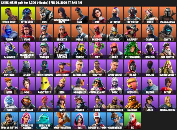 [PC/PSN] | 68 skins | Travis Scott | Astro Jack | Dire | Gear Specialist Maya | Fade | Rox | Catalyst | The Visitor | Drift | Mandalorian | #PMV0058 — image 2