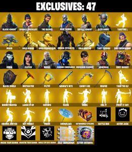 (PC/PSN/XBOX) 211 SKINS / Black Knight | Sparkle Specialist | The Reaper | Blue Squire | Royale Knight | Elite Agent | Gold Midas | 100 V-Bucks โ Fortnite account listing