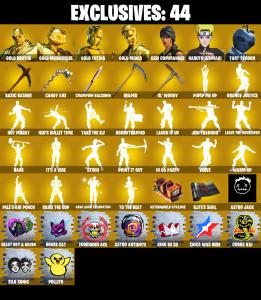 (PC/PSN/XBOX) 354 SKINS 💫 Gold Brutus ⚡️ Gold Meowscles 💍 Gold TNTina ⚡️ Gold Midas 💍 Keri Commander ⚡️ Naruto Uzumaki | 200 V-Buck | PARENTAL CONTROLS — Fortnite account listing