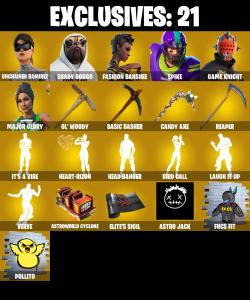 (PC/PSN/XBOX) 362 SKINS ๐ซ Renegade Raider โก๏ธ Aerial Assault Trooper ๐ Unchained Ramirez โก๏ธ Shady Doggo ๐ Fashion Banshee โก๏ธ Spike | 50 V-Buck | PARENTAL CONTROLS โ Fortnite account listing