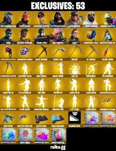(PC) 2600 VB) 489 SKINS ๐ฅ Renegade Raider ๐ฅ Huntmaster Saber ๐ฅ Game Knight ๐ฅ Unchained Ramirez ๐ฅ FNCS Champion Seeker ๐ฅ Lina Scorc | PARENTAL CONTROLS โ Fortnite account listing