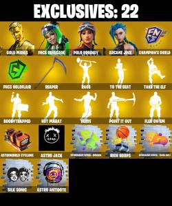 💥 EXCLUSIVE OFFER 💥(PC/PSN/XBOX) 307 SKINS 💫 Renegade Raider ⚡️ Gold Midas 💍 FNCS Renegade ⚡️ Polo Prodigy 💍 Arcane Jinx ⚡️ Fusion 💍 Kado Thorne ⚡️ Zeus 💍 Backlash | 400 V-Buck | PARENTAL CONTROLS — Fortnite account listing