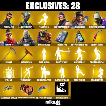 β (PSN/XBOX/PC) 137 SKINS
π The Reaper
π΅οΈ Elite Agent
π§ Sub Commander
π₯ Lina Scorch
βοΈ Subzero Cryptic
π Prodigy
π Havoc
βοΈ Stage 4
πͺ Ragnarok (No Shoulder Pad)
π° 250 VB β image 1