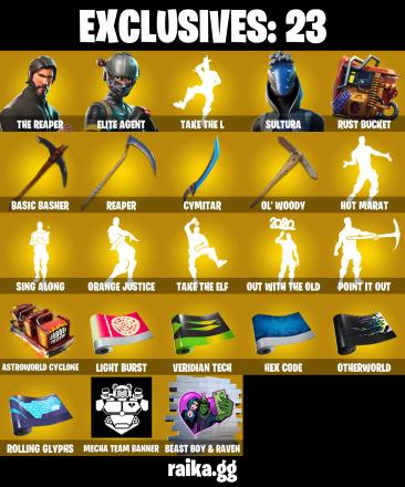 ⭐️🎮 (PSN/XBOX/PC) 116 SKINS
💀 THE REAPER
🎯 ELITE AGENT
🗡️ SULTURA
🏴‍☠️ BLACKHEART
🐉 HYBRID
⚙️ GEAR SPECIALIST MAYA
🛡️ THE AGELESS
🐆 LYNX
💎 LUXE
⚡ BACKLASH
🎮 ROX
💰 700 VB — image 1
