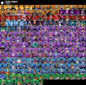 | PC/PSN/XBOX | 233 Skins | Renegade Raider | Dark Bomber | Skull Trooper | Recon Specialist | | Renegade Lynx | Shadow Ops | Nog OPS | Monarch | Ginger Gunner | Neymar Jr | Whiteout | Dr Strange | Dr Doom