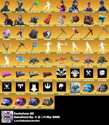 ⭐ Inactive for 3 years | 85 skins | OG STW | Renegade Raider | The Reaper | Elite Agent | Merry Mint Axe | Take The L | Fishstick (World Cup) | Rogue Agent | Lynx | Calamity | 0 VB — image 8