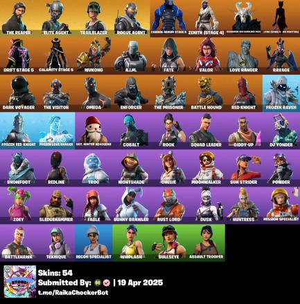 ⭐ Inactive for 4 years | 54 skins | The Reaper | Elite Agent | Take The L | Trailblazer | Rogue Agent | Carbide Armor Stage 5 | Zenith (Stage 4) | Ragnarok (No Shoulder Pad) | 450 VB — image 8