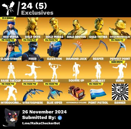 ⭐ Inactive for 5 years | 89 skins | Neo Versa | Gold Skye | Gold Midas | Gold Brutus | Gold TNTina | Gold Meowscles | Cloud Striker | Fixer | Eternal Knight | Menace | 350 VB — image 6