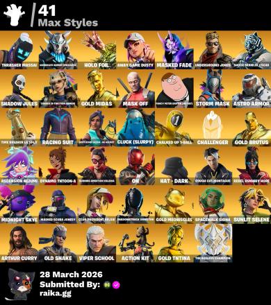PC/PSN/Xbox/Nintendo 156 skins | Travis Scott | Astro Jack | Gold Midas | Gold Brutus | Gold Meowscles | Gold TNTina | Predator | Kymera | Spectra Knight | 750 VB — image 6