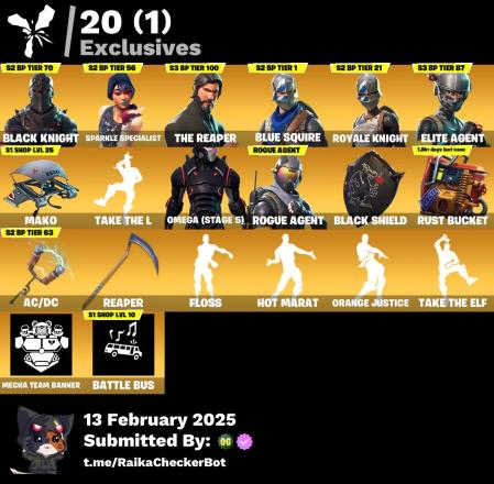 PC/PSN/Xbox/Nintendo 59 skins | Black Knight | Sparkle Specialist | The Reaper | Blue Squire | Royale Knight | Elite Agent | Mako | Take The L | Omega (stage 5) | 350 VB — image 7
