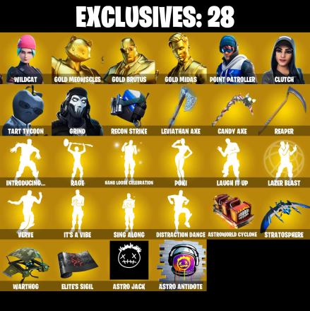 (PC/PSN/XBOX) 210 SKINS πWildcat π Gold Meowscles π Gold Brutus π Gold Midas π Point Patroller π Clutch π Tart Tycoon π Grind π Galaxia π 900 V-Buck PARENTAL CONTROL β image 2