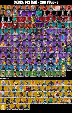 (PC/PSN/XBOX) 143 SKINS 🌟Dark Skully 💎 Zeus 💎 Kado Thorne 💎 Omegarok 💎 Galaxy Scout 💎 Mizuki 💎 Era 💎 Joltara 💎 Spectra Knight 💎 200 V-Buck PARENTAL CONTROL — image 1