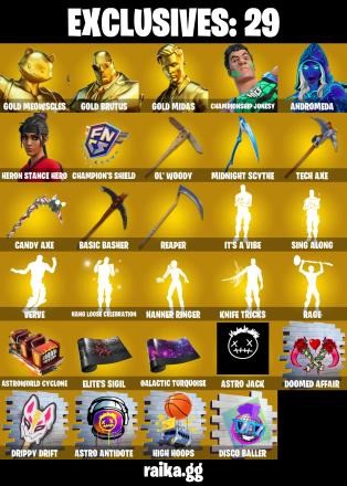 (PC/PSN/XBOX) 700 VB) 261 SKINS 🌟Renegade Raider 💎 Aerial Assault Trooper 💎 Gold Meowscles 💎 Gold Brutus 💎 Gold Midas 💎 Championship Jonesy / PARENTAL CONTROL — image 2