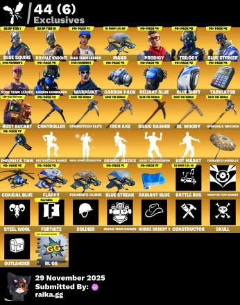 [PC//XBOX]  121 skins | OG STW | Blue Squire | Royale Knight | Blue Team Leader | Prodigy | Trilogy | Blue Striker | Carbon Commando | Son Gohan | Valeria | 750 VB — image 1