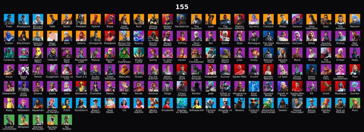 PC,PSN,XBOX 155 SKINS FA ⸱ MERRY MINT AXE ⸱ BLAZE,GALAXIA,KOR,BATMAN,BATMAN,AHSOKA,TONY STARK,CHARLOTTE,GROOT RK2084 — image 1
