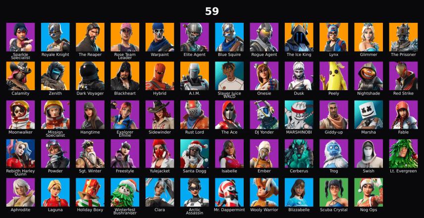 PC,PSN,XBOX 59 SKINS FA ⸱ STW ⸱ SPARKLE SPECIALIST ⸱ REAPER ⸱ MARSHA,SANTA DOGG,SWISH,BLIZZABELLE ⸱ FLOSS ⸱ TAKE THE L    RK2275 — image 1