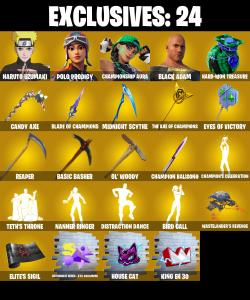 (PC/PSN/XBOX) 410 SKINS / Renegade Raider 🎰 Naruto Uzumaki 🎰 Polo Prodigy 🎰 Championship Aura 🎰 Black Adam 🎰 John Wick 🎰 Joltara 🎰 0 V-Bucks PARENTAL CONTROL — Fortnite account listing