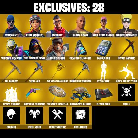 (PC/PSN/XBOX) OG STW π 308 SKINS π Renegade Raider π Master Chief π Polo Prodigy π Prodigy π Black Adam π Naruto Uzumaki π 2350 V-Buck PARENTAL CONTROL β image 1