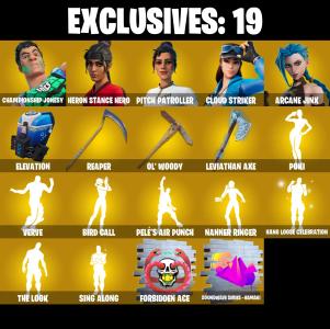 (PC/PSN/XBOX) 264 SKINS ๐ Championship Jonesy ๐ Heron Stance Hero ๐ Pitch Patroller ๐ Cloud Striker ๐ Arcane Jinx ๐ 250 V-Buck PARENTAL CONTROL โ Fortnite account listing