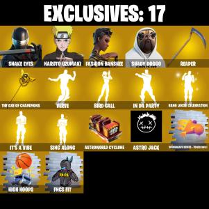 (PC/PSN/XBOX) 281 SKINS ๐ Renegade Raider ๐ Snake Eyes ๐ Naruto Uzumaki ๐ Fashion Banshee ๐ Shady Doggo ๐ Eternal Knight ๐ Raz ๐ 550 V-Buck PARENTAL CONTROL โ Fortnite account listing
