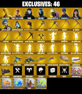 (PC/PSN/XBOX) OG STW ๐ 252 SKINS ๐ Gold Midas ๐ Grind ๐ Sultura ๐ Subzero Cryptic ๐ Clutch ๐ Arcane Jinx ๐ Eternal Knight ๐ Raz ๐ Gear Specialist Maya ๐ 1850 V-Buck PARENTAL CONTROL โ Fortnite account listing